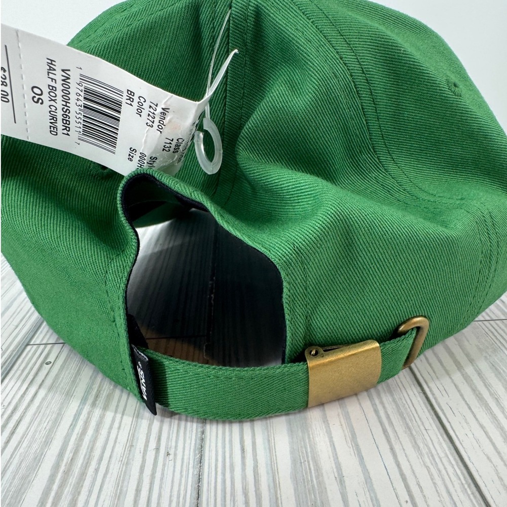 Vans Mens Half Box Curved Adjustable Jockey 6 Panel Hat Green Cotton Embroidered - Picture 4 of 6